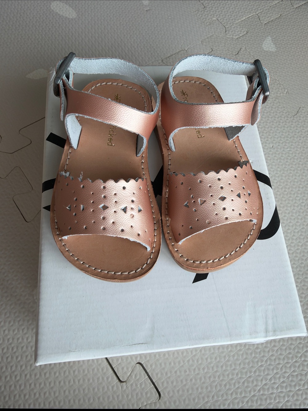 Freshly Picked Laguna Rose Gold Leather Sandals with Ankle Strap 4